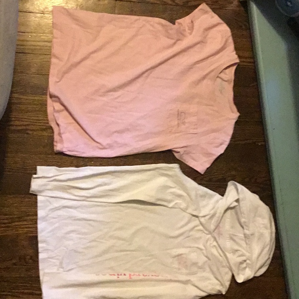 White and pink vineyard vine shirts
